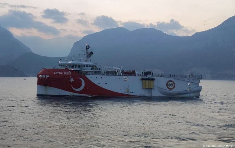 Existing rancor between uneasy NATO allies Turkey and Greece escalated when Ankara sent a seismic research ship named Oruc Reis to explore off the Greek island of Kastellorizo on Monday.