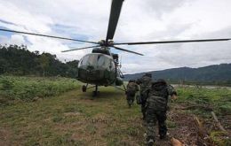 A soldier and police officer were killed along with four guerrillas “during security activities against drug trafficking,” in the Ayacucho region