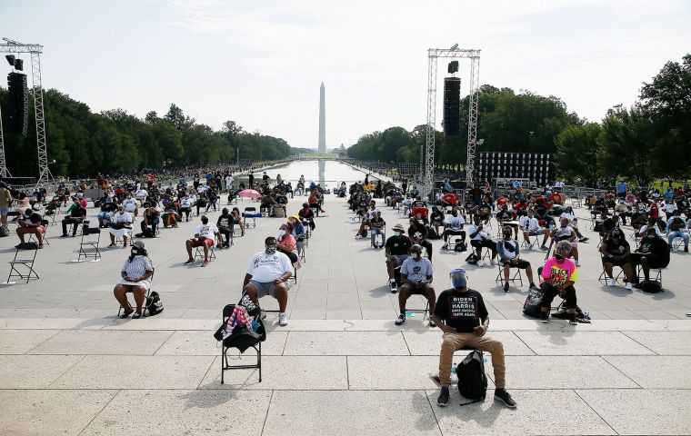 The half-mile march from the Lincoln Memorial to the Martin Luther King Memorial, comes amid a summer of growing racial unrest 