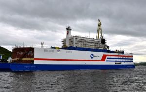 Two small reactors on the first purpose-built floating nuclear power plant, harbored at the town of Pevek in northeast Russia, started supplying electricity 