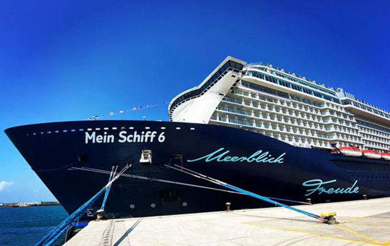 The Maltese-flagged Mein Schiff 6, operated by German travel giant TUI, is carrying 922 passengers and 666 crew 