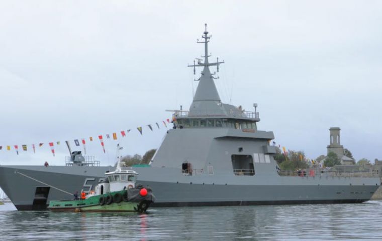 OPV 87 Argentine Offshore Patrol Vessel ARA Piedrabuena. (Picture source Naval Group)