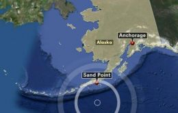 Two-foot waves were recorded at the tiny nearby city of Sand Point, about 100km from the epicenter of the quake which struck at a depth of 40 km