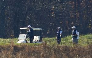 Trump playing golf in Virginia on Saturday morning, while the winner of the election was announced. PATRICK SEMANSKY / AP