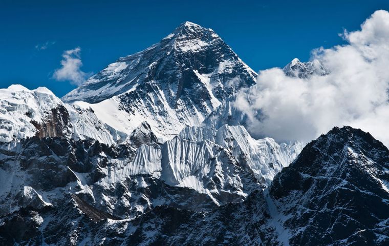 Employing trigonometry hundreds of kilometers away on the Indian plains, British  geographers first determined Everest's height in 1856 at 8,840m above sea level.