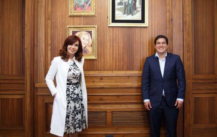 Cristina Fernandez met in Buenos Aires with Ecuadorian citizen Andrés Arauz, who is running instead of former populist president Rafael Correa, indicted on several corruption charges