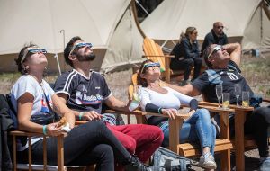 In Argentine Patagonia, several families and foreigners had set up camp between the towns of Villa El Chocon and Piedra del Aguila hoping to see the eclipse