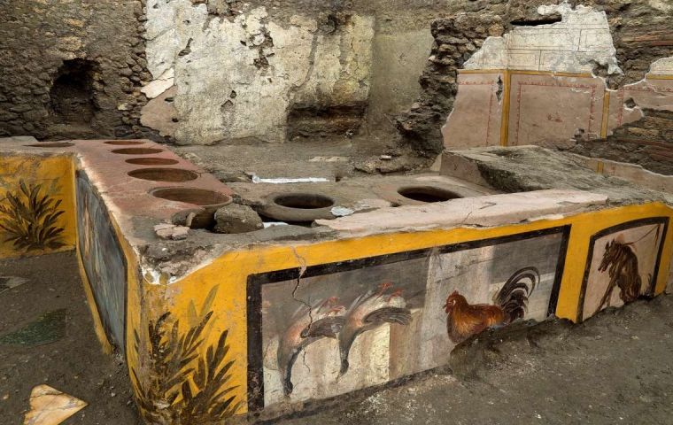 Known as a termopolium, Latin for hot drinks counter, the shop was discovered in the archaeological park's Regio V site, which is not yet open the public