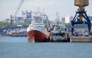 Montevideo port, where many of Falklands' vessels dock for maintenance and transfer 