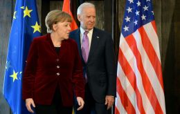 Merkel and Biden in 2015 during trilateral talks in Munich. Photo: AFP