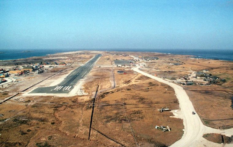 MPC restrictions on movement include the airfield, HQ, Naval Port, Radar Heads plus oil storage and helicopter refuelling site. Photo: Ian Howat