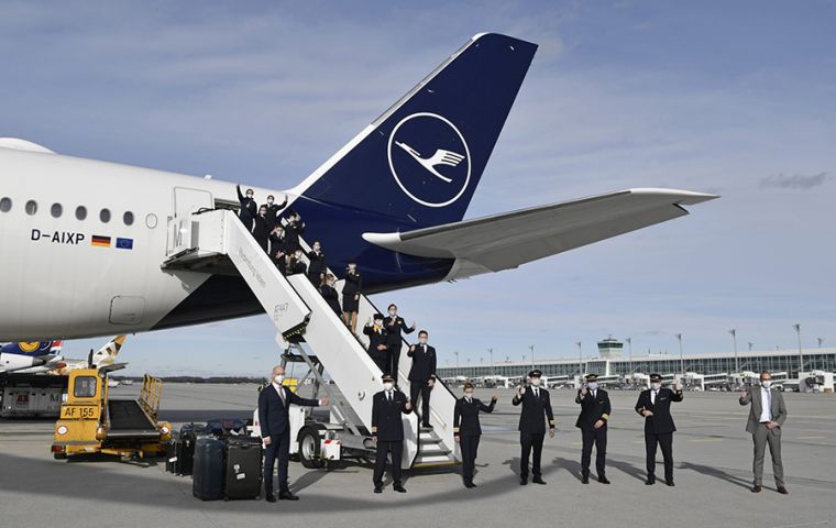 Lufthansa Airbus A350-900 arrived at MPC early Monday February first and on Wednesday was back in the air arriving in Munich on Thursday 4 February