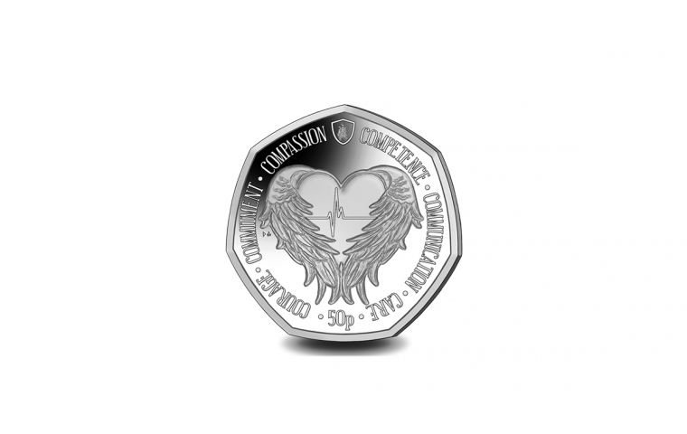 The design on the new 50 pence coin features a heart in the center with the trace of a heartbeat running across the heart