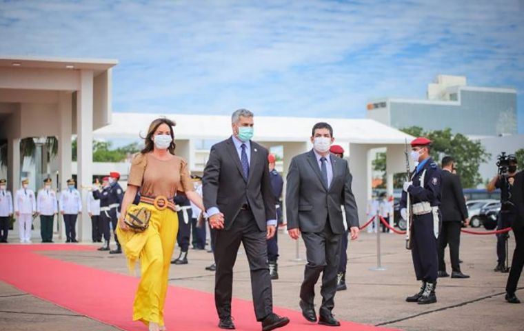 Paraguayan president Mario Abdo Benitez and foreign minister Euclides Acevedo arrived in Punta del Este late Tuesday evening 