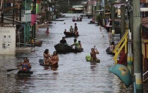 Thousands of families and 15 districts of Manaus have been affected and many people had to leave their homes (Pic AP)