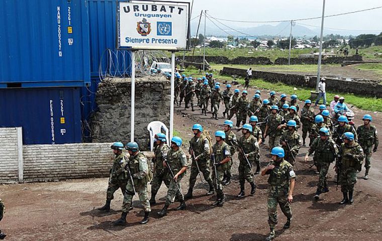 Uruguay has deployed under UN peace efforts command hundreds of troops from the three services  