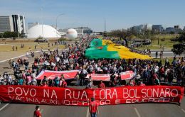 “Bolsonaro Out” and “Vaccine Now,” chanted the crowds.