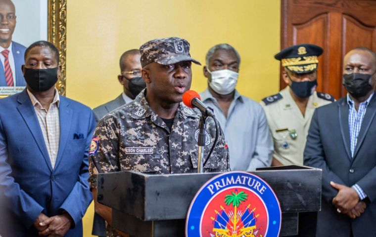 Haiti Police Chief Léon Charles announced the arrest of 15 Colombian citizens and two Americans