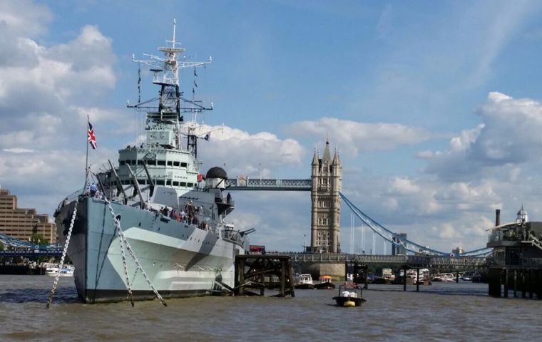 The veteran cruiser has undergone a 15-month refit on the River Thames, where it is permanently moored as a museum celebrating its long and storied Royal Navy career