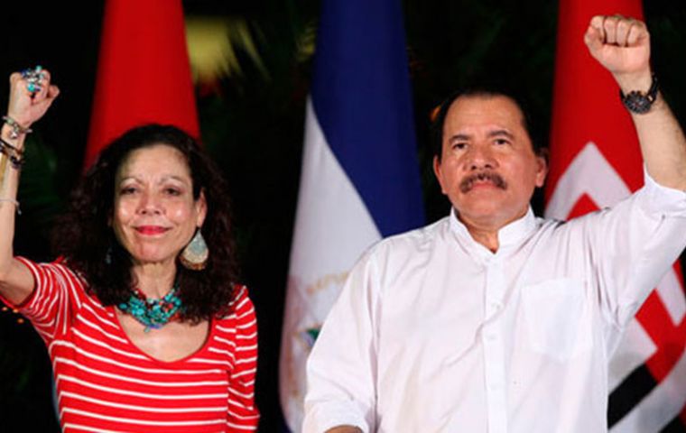 The ruling couple Daniel Ortega and Rosario Murillo