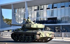 After the military parade, the vehicles were parked in front of the Ministry of Defense