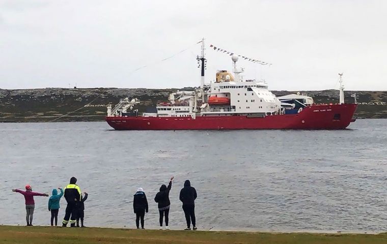 RRS James Clark Ross, departed the Falkland Islands for the last time. (Pic FIG)