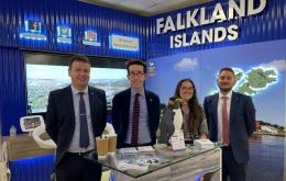 The Falkland Islands stand at the Labor Conference in Brighton with its staff 