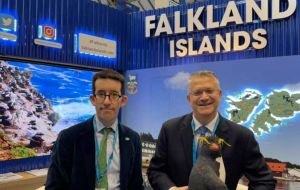 Falklands APPG Secretary Andrew Rosindell, MP for Romford, and strong supporter of the Falklands spent time at the stand