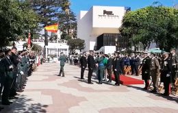 The ceremony at Tarifa with a formation of the Guardia Civil and officers 