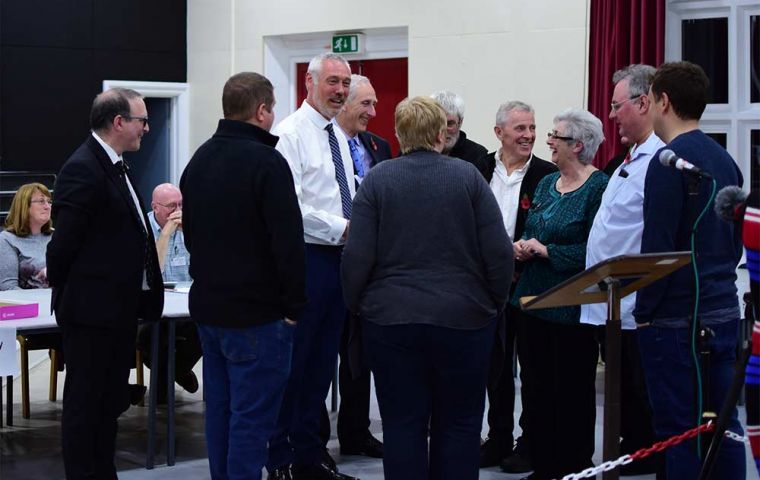 MLA's candidates waiting for the result of the vote at the Town Hall in Stanley