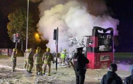 “It was reported that four men got onto the bus and ordered passengers off before the bus was then set alight”, said the police release