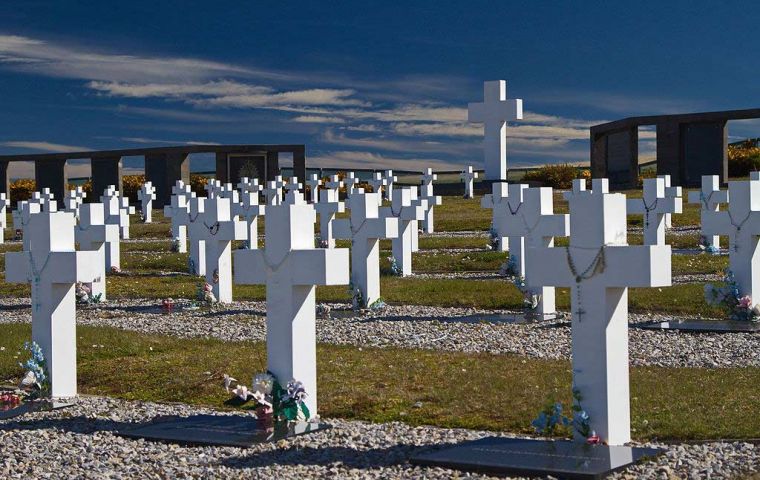 The Argentine military cemetery at Darwin where remains of 115 soldiers were identified 