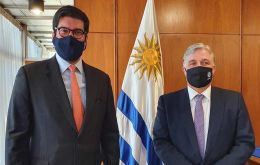 UK's Minister for International Trade, Ranil Jayawardena, M.P., metts with Uruguay’s Foreign Minister, Ambassador Francisco Bustillo