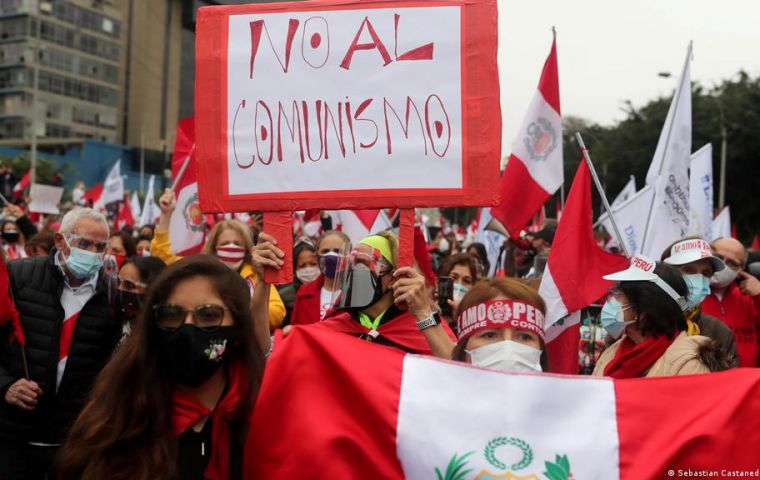 “Democracy or communism” read one of the protesters' banners Saturday