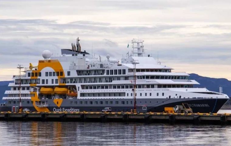 The Ultramarine with its distinctive yellow Q in Ushuaia 