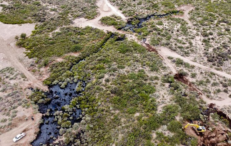 The spill was tantamount to 20,125 barrels of crude 