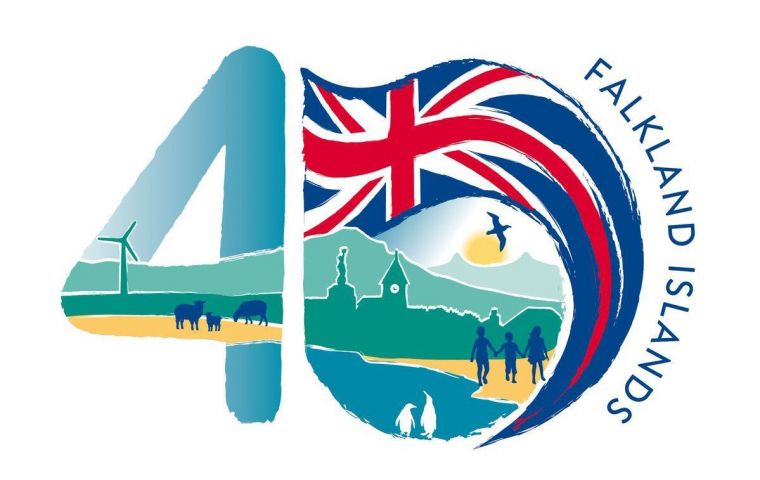 The crest and strapline commemorating the 40th anniversary of Falklands' Liberation 