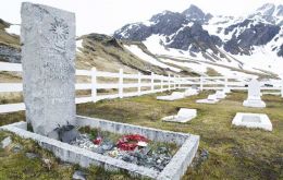 The grave of Sir Ernest Shackleton at Grytviken, in South Georgia 
