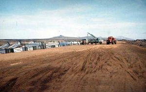 The Stanley airport was supplied with an airstrip of aluminum planks to allow LADE Fokkers F27 and F 28 to land @Derek Pettersson