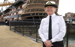 Rear Admiral Jude Terry was awarded the OBE by the Duke of Cambridge (Picture: Royal Navy).