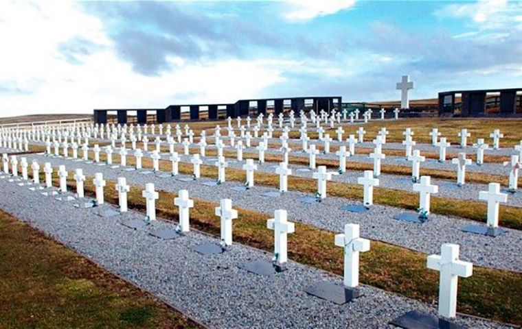 The Argentine military cemetery close to Darwin where most of the humanitarian activities took place 