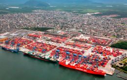 An overview of the port of Santos, the largest in Brazil 