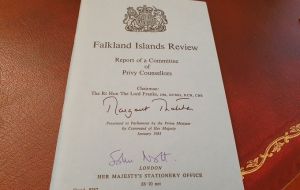 The Franks Report copy with the signatures of Prime Minister Margaret Thatcher and Secretary of Defense, John Nott  