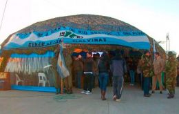 The Dignity Tent in Rio Grande next to the Monument to Malvinas Heroes 