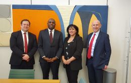 MLA Leona Roberts next to (L-R), MP John Doughty, Shadow Foreign Secretary MP David Lammy and Shadow Defense Secretary MP John Healey