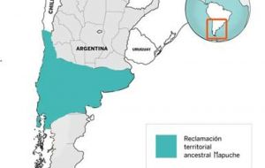 The portion of Argentina includes the provinces of Chubut, Neuquén, Río Negro, La Pampa, Mendoza and a large sector of Córdoba, Buenos Aires and San Luis.