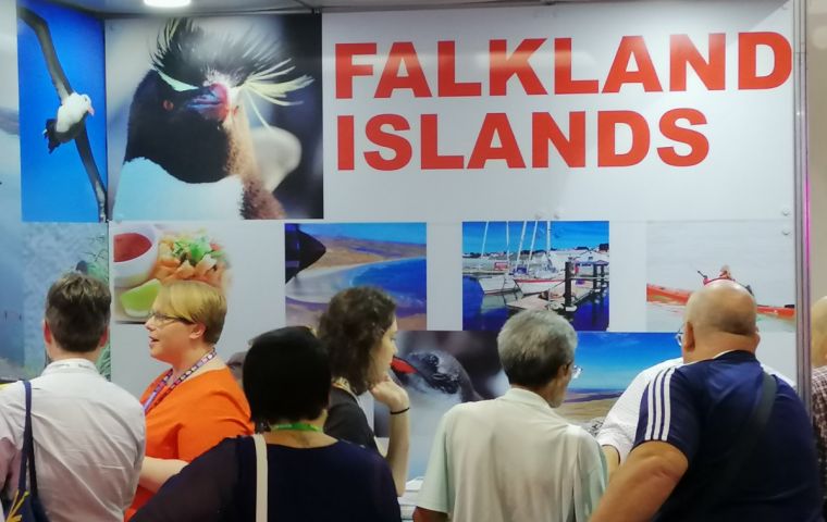 The video shows the a well located Falklands' stand at Sao Paulo MTM fair 