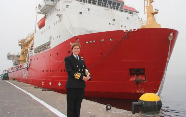 HMS Protector shared a photo of her new Commanding Officer