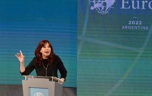 CFK blasted the UN Security Council, International Law, ANTO, IMF and taunted president Alberto Fernandez whom she appointed and had him elected with her votes 