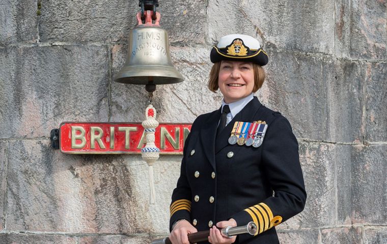 Captain Sarah Oakley, who also served as commander of the former Falklands' patrol HMS Clyde, formally took charge of Britannia Royal Naval College from Captain Roger Readwin 